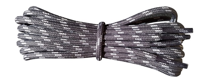 ROUND CORD ROPE SHOE LACES HERRINGBONE 2 COLOUR PAIR BOOT TRAINER HIKING SPORTS 