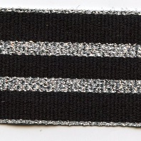 five stripe grosgrain tape in black and metallic silver 